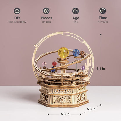 3D Wooden Puzzle DIY Kits - 84pc Rotating Starry Night Mechanical Music Box Kit