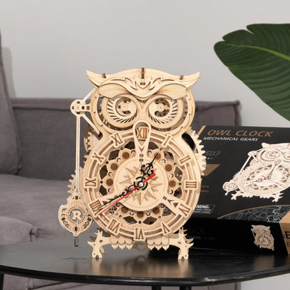 3D Wooden Puzzle DIY Kits - 161pc Workable Owl Clock
