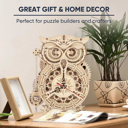 3D Wooden Puzzle DIY Kits - 161pc Workable Owl Clock