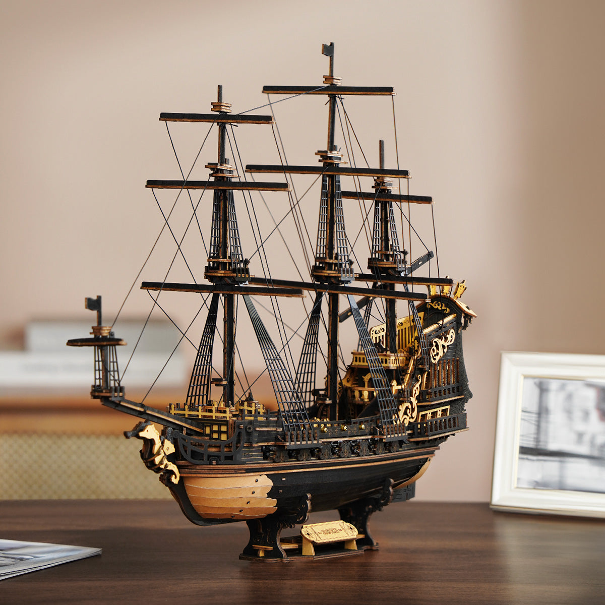 3D Wooden Puzzle DIY Kits - 603pc Seahorse Barque Ship