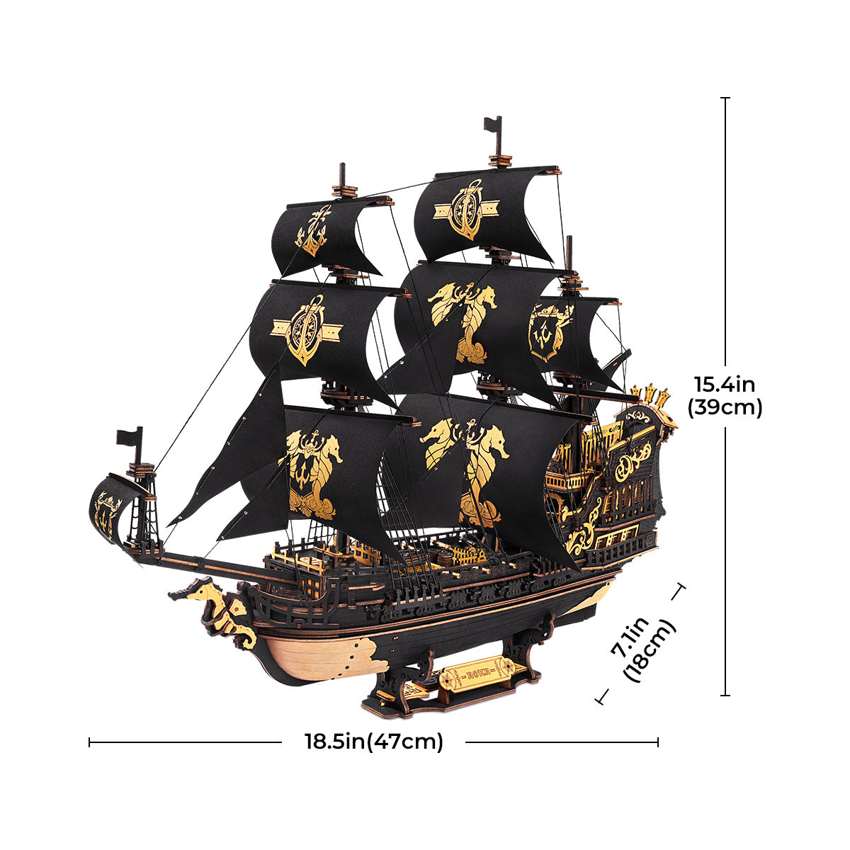 3D Wooden Puzzle DIY Kits - 603pc Seahorse Barque Ship