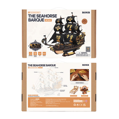 3D Wooden Puzzle DIY Kits - 603pc Seahorse Barque Ship
