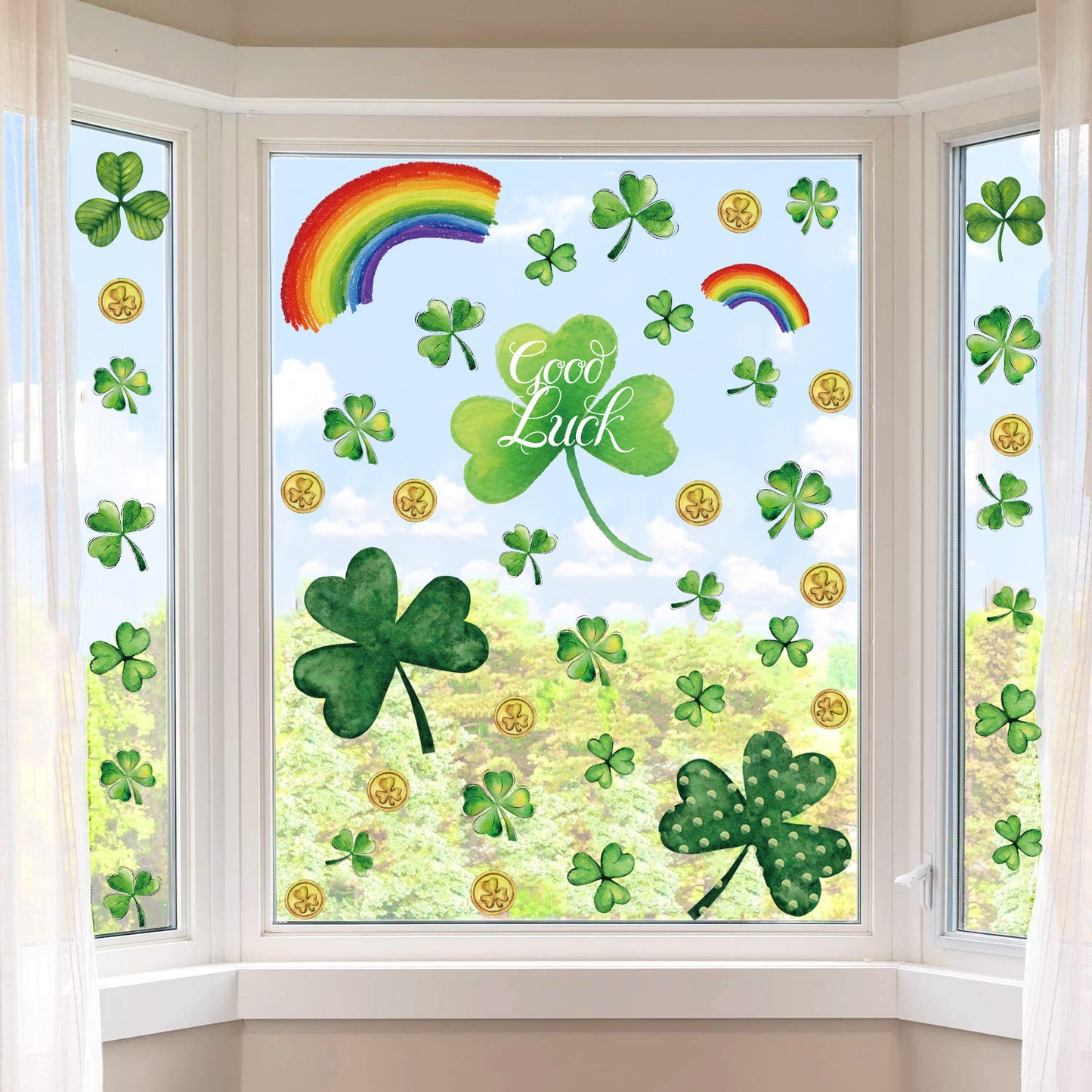 St. Patrick's Day Clover Window Stickers