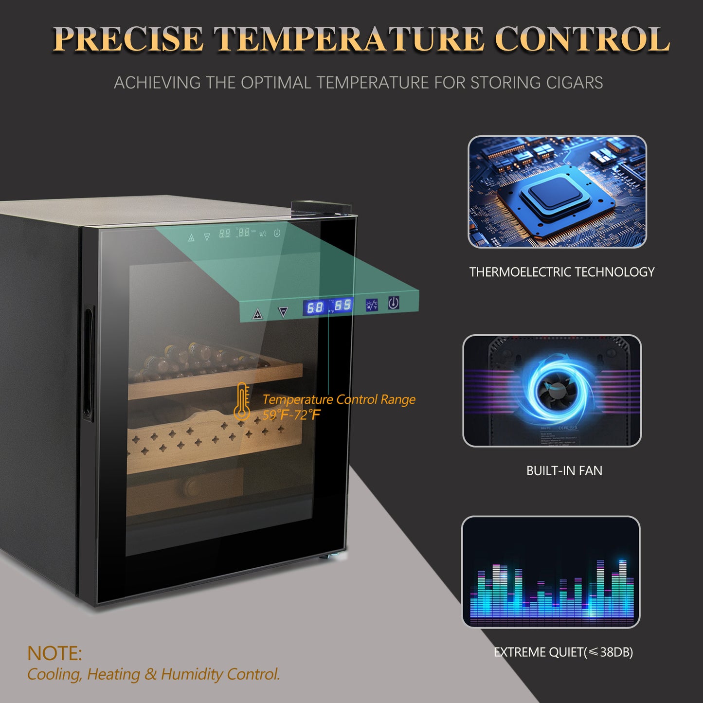 50L Cigar Humidor with 3-IN-1 Control