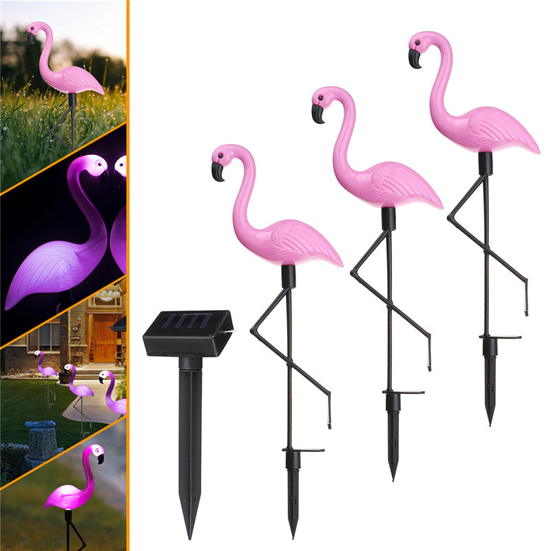 3pc Flamingo Lawn Solar Lamp
