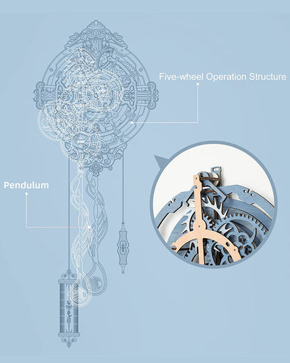 3D Wooden Puzzle DIY Kits -  Romantic Note Pendulum Wall Clock