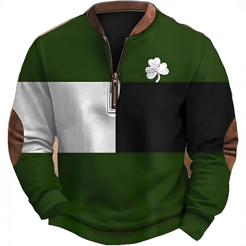 Four-Leaf Clover Patchwork 1/4 Zip Pullover