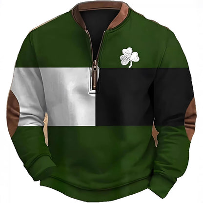 Four-Leaf Clover Patchwork 1/4 Zip Pullover