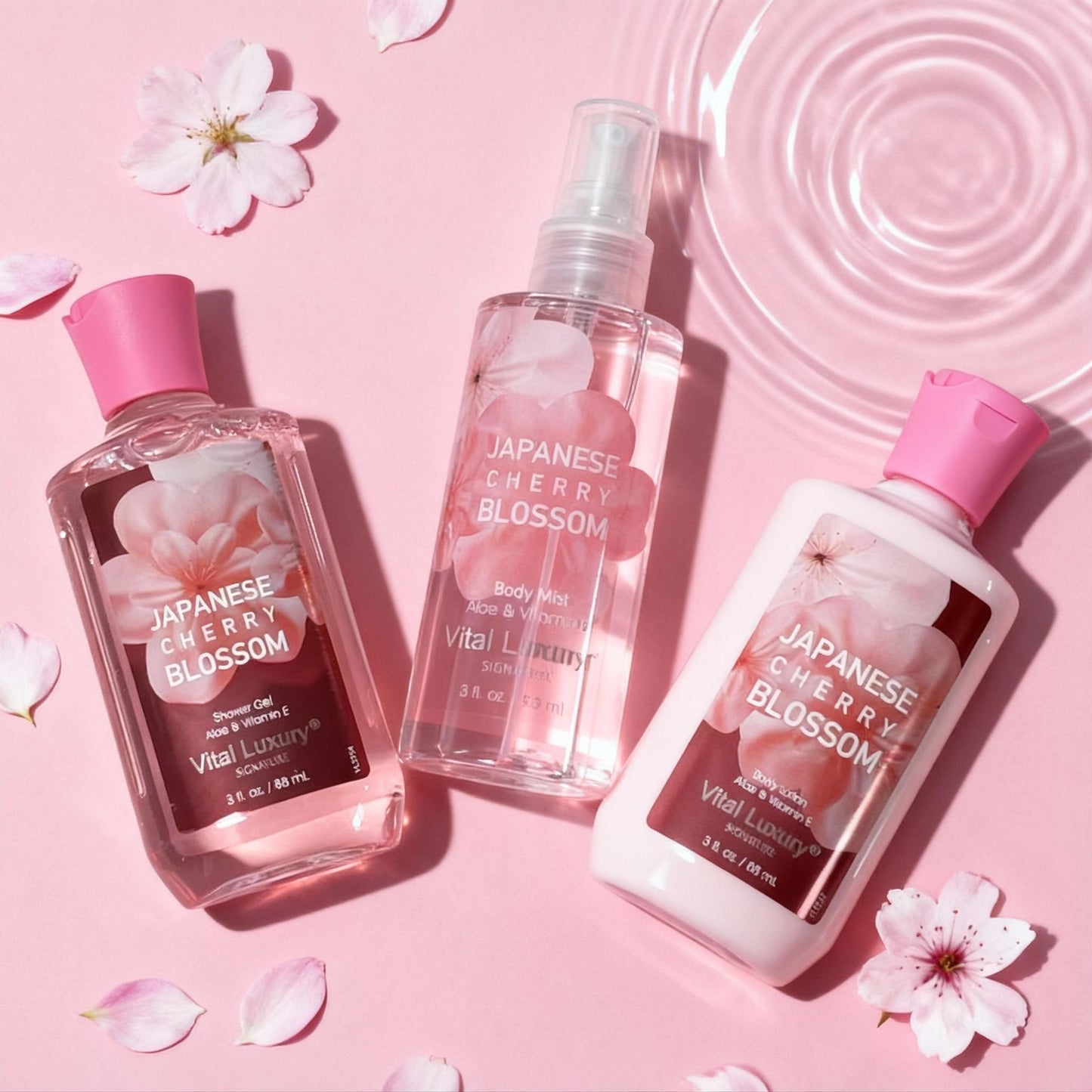 3pc Sakura Infused Japanese Cherry Blossom Spa Set