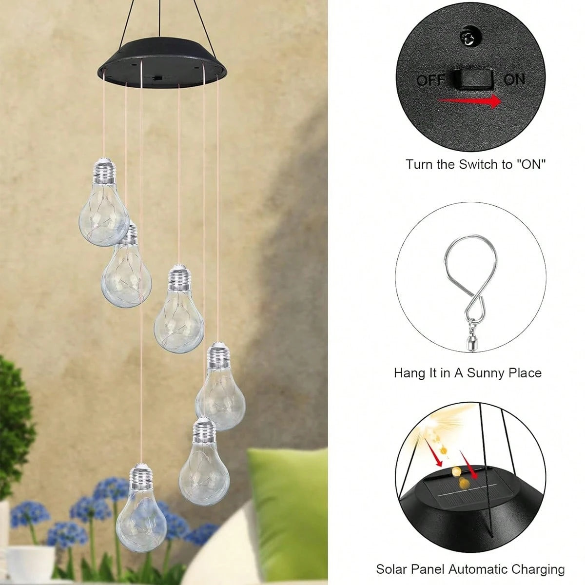 Colorful Bulb-Shaped Mobile LED Wind Chime
