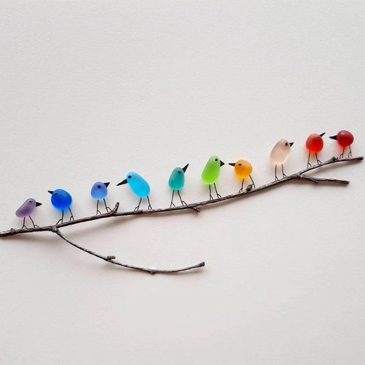 Sea Glass Rainbow Birds