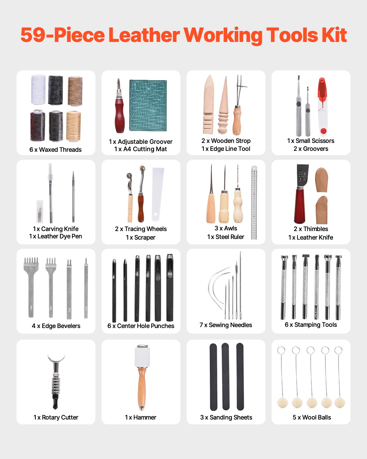 Life Skills - Shop: 59pc Leather Working Tools Kit