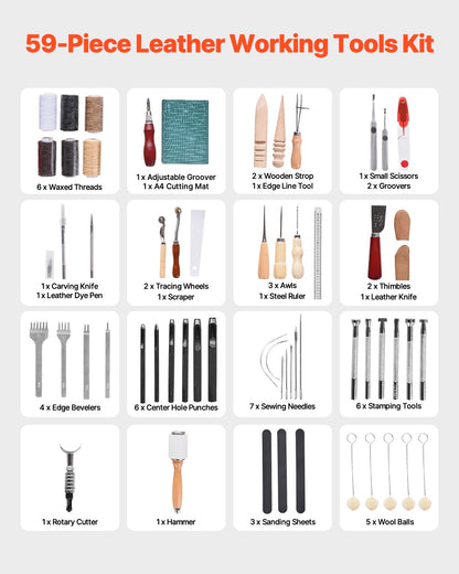 Life Skills - Shop: 59pc Leather Working Tools Kit