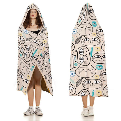 Cozie Hugs 50x60 Hooded Blanket Cat Style - Shop Jobie