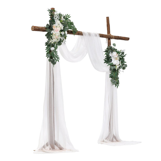 Pk 4 Artificial Wedding Arch Flowers Kit w/21Ft Draping Fabric