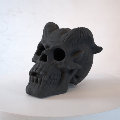 Fireproof Horned Skull Gas Log