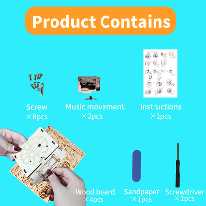 3D Wooden Puzzle 95pc Punk Airplane Music Box