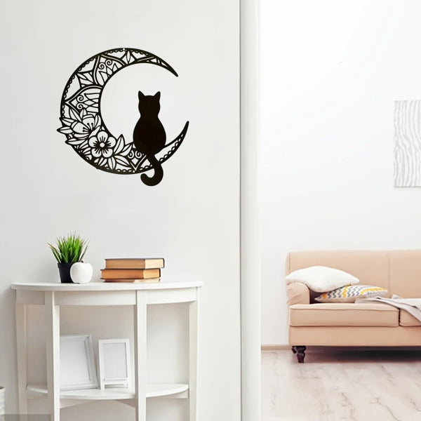 Silhouette - Boho Crescent Cat Wall Decor