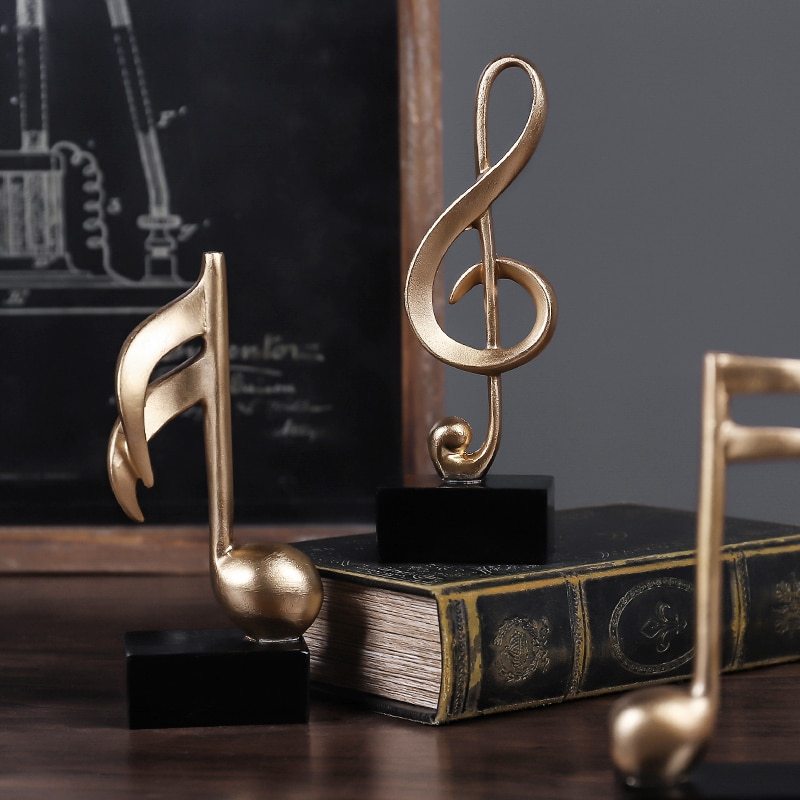 Golden Musical Note Figurines