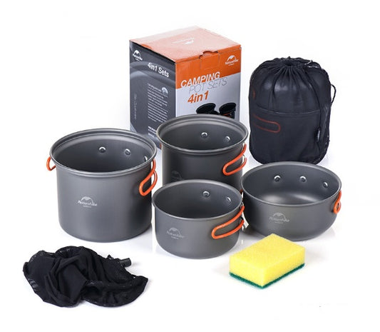 4 in 1 Camping Aluminum Cookware