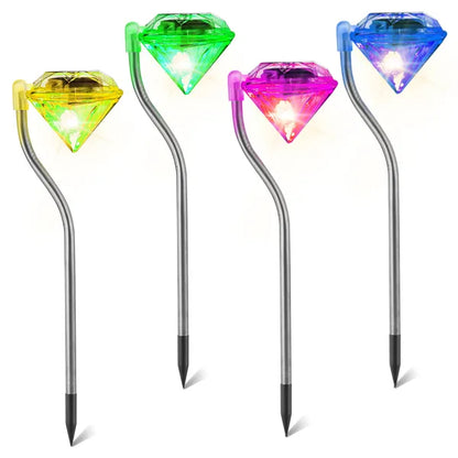 4pack Solar Diamond Pathway Garden LED Lights