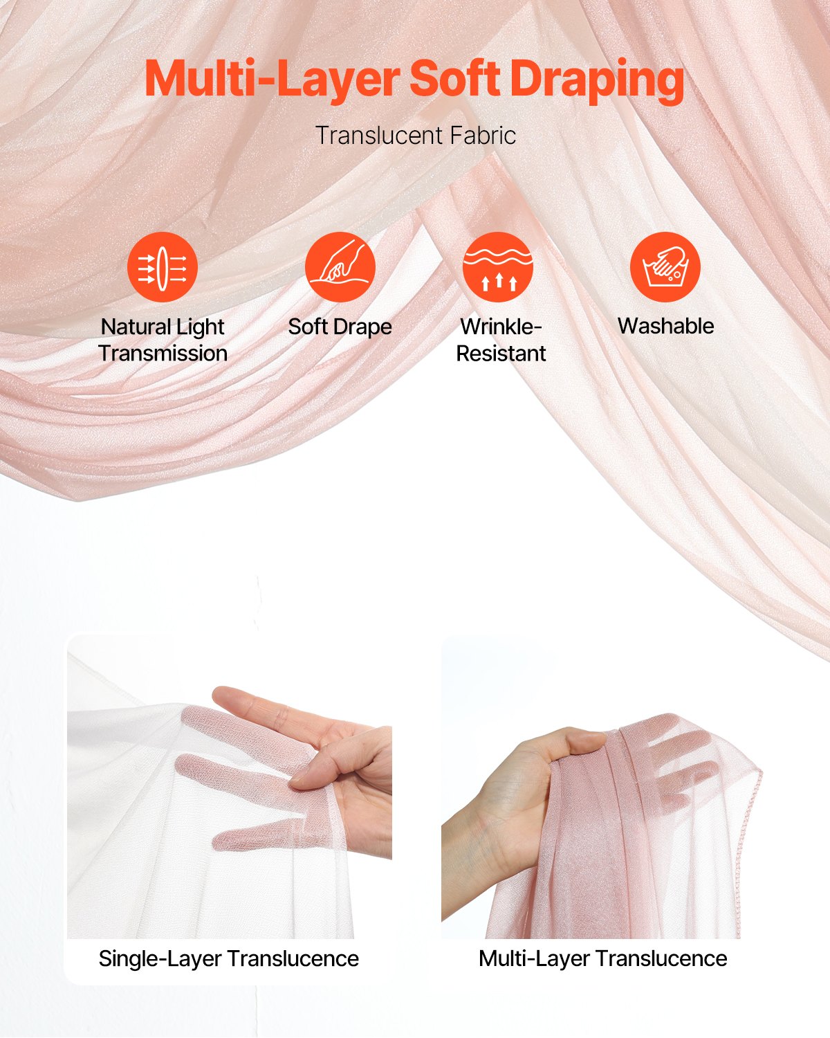 Pk 5 Artificial Wedding Arch Flowers Kit w/33Ft Draping Fabric - rose