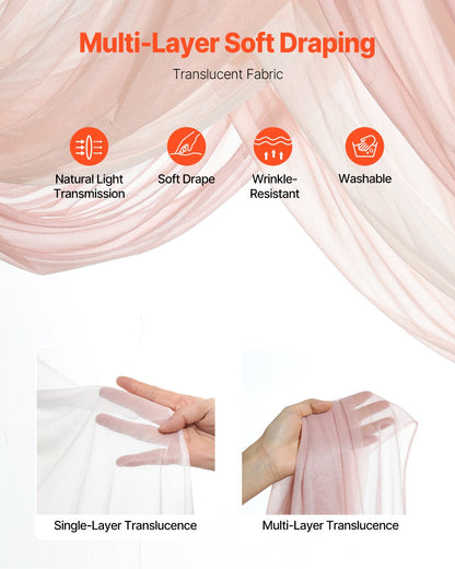 Pk 5 Artificial Wedding Arch Flowers Kit w/33Ft Draping Fabric - rose