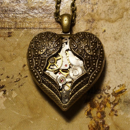 Steampunk Heart Gear Necklace