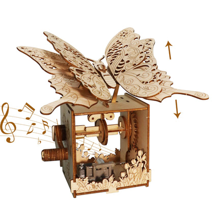 3D Wooden 67 pc Butterfly Music Box Puzzle