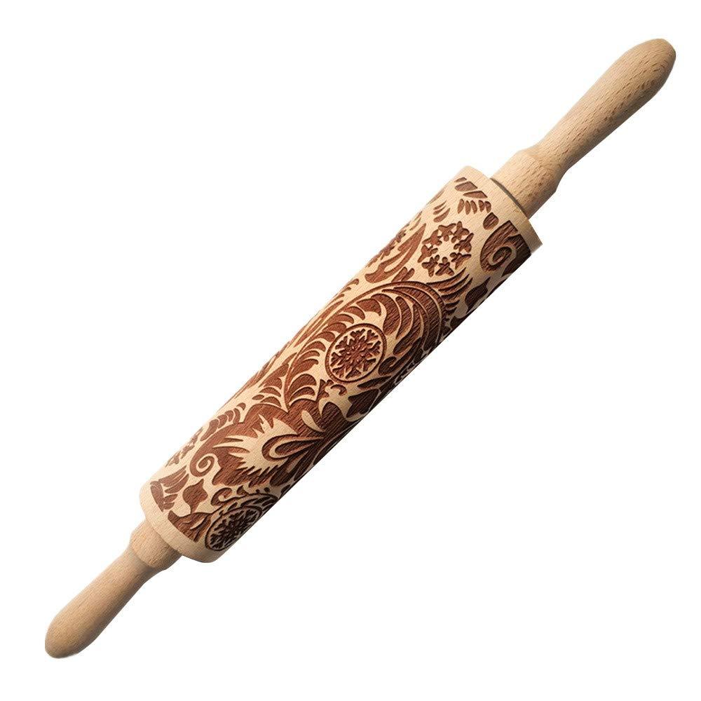 Embossing Rolling Pin w/Snowflake Vine Pattern