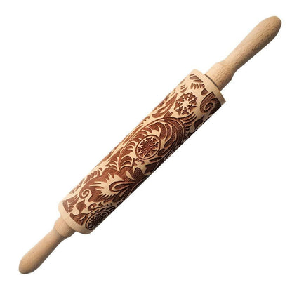 Embossing Rolling Pin w/Snowflake Vine Pattern