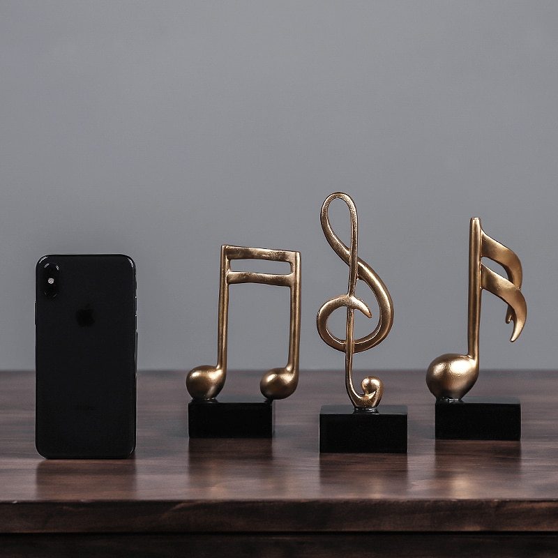 Golden Musical Note Figurines