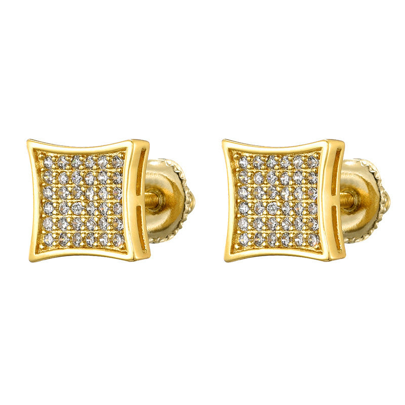 Hip Hop Zircon Square Stud Earrings