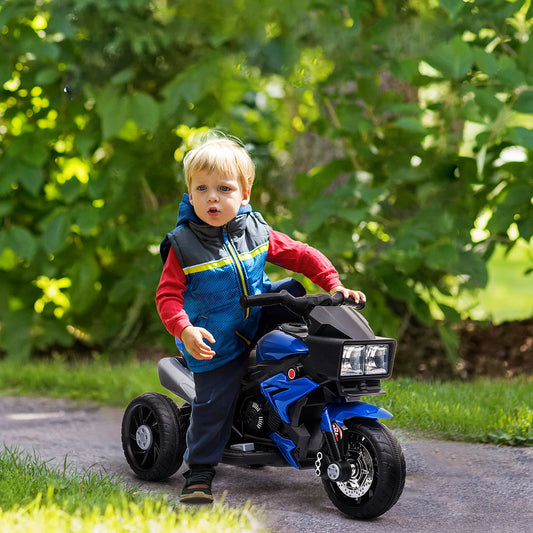 6V Electric Ride-On Kids TrikeBike w/Music, Horn, Headlights Blue