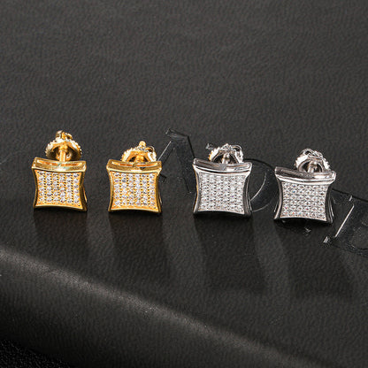 Hip Hop Zircon Square Stud Earrings