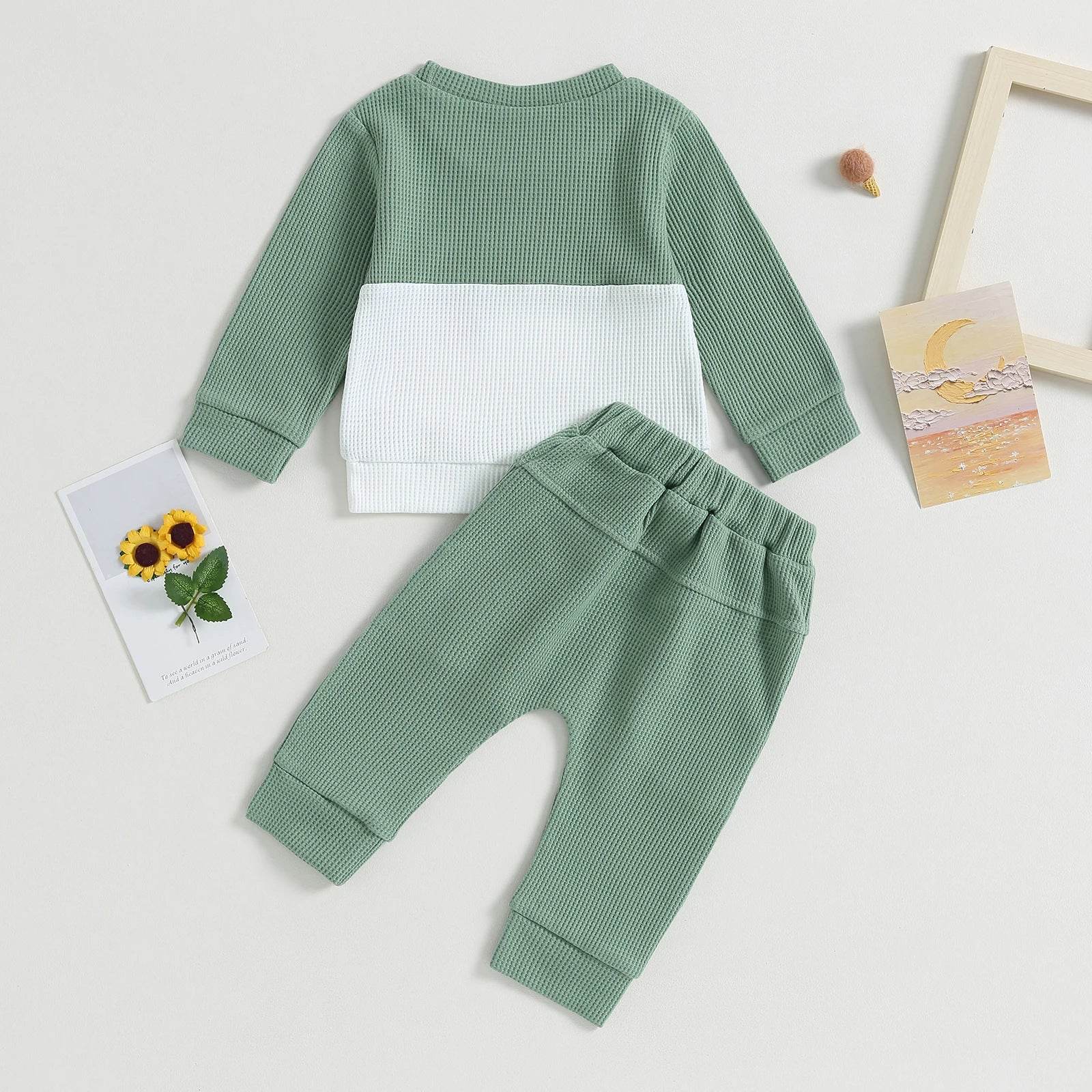 Kid's 2pc Color Matching Waffle Sweater & Pant Set - Shop Jobie