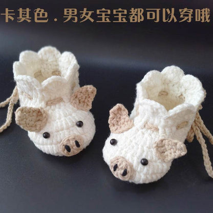 Pigs! First Step and Crawler Baby Yarn Hat and Shoes - Shop Jobie