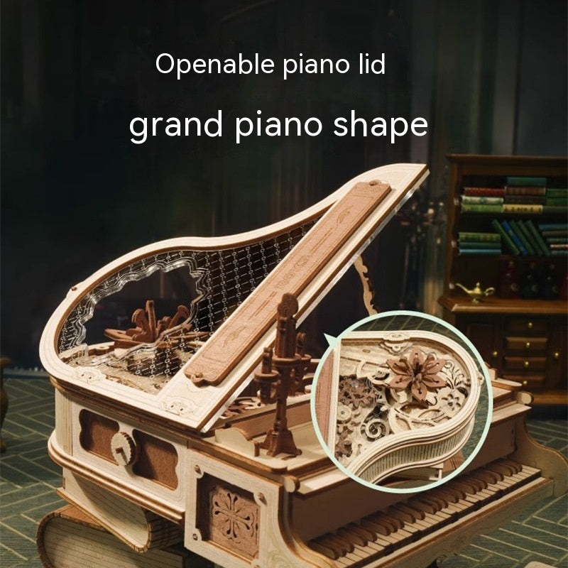 3D Wooden Puzzle DIY Kits - 223pc Wooden Rhythm Grand Piano Music Box