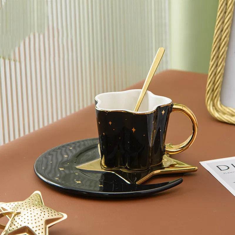 3pc Set Moon & Stars Porcelain Cup, Saucer, and Spoon - Shop Jobie