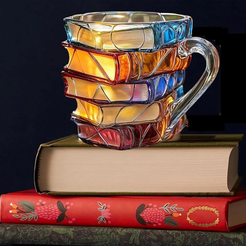 Stacked Painted Book Coffee Cup