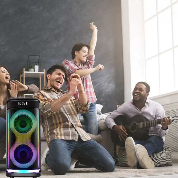 Wireless 5.0 RGB Party Speaker w/LED Lights, Mic, & Remote Control!