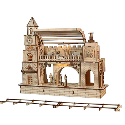3D Wooden Puzzle 170pc DIY Railway Station Model Kit