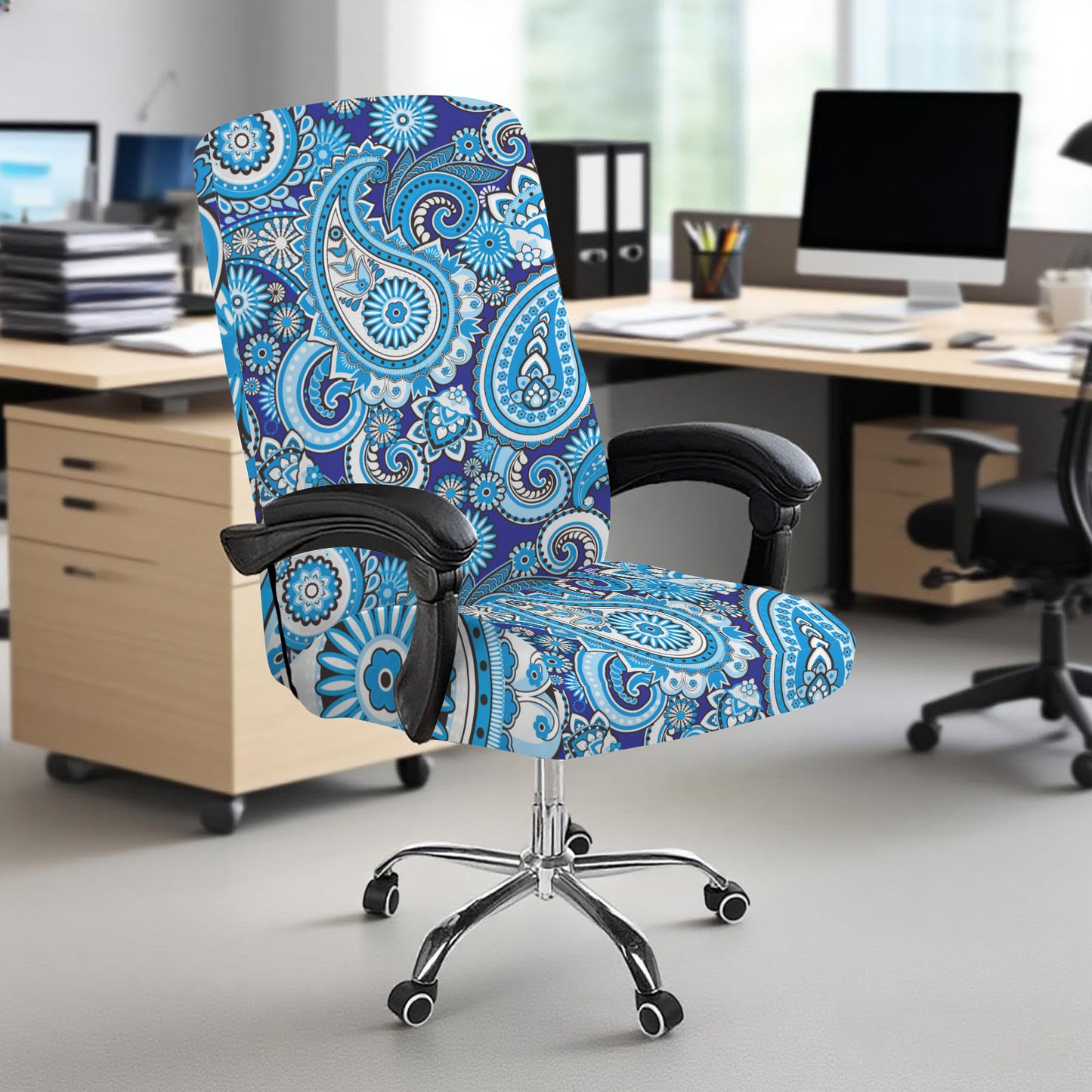 Blue Paisley Office Chair Cover