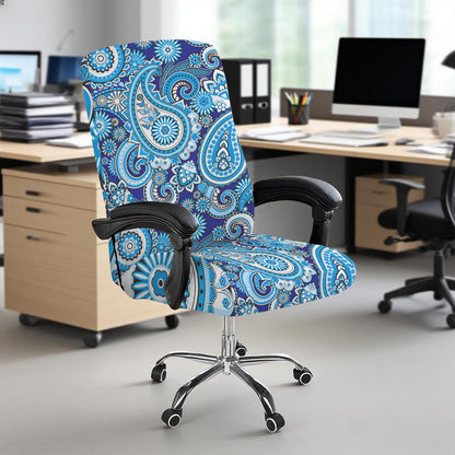 Blue Paisley Office Chair Cover
