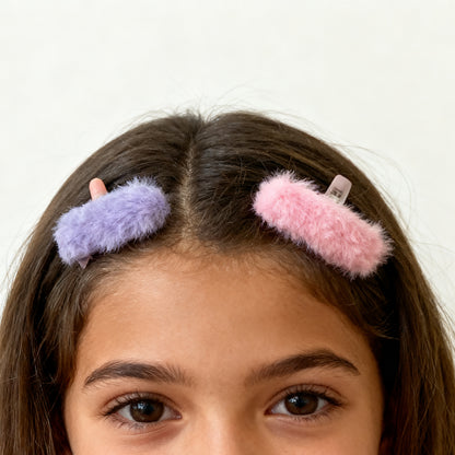 Soft Furry Hair Clips Set