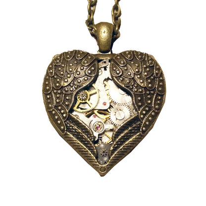 Steampunk Heart Gear Necklace