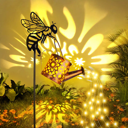 Playful Bee & Water Can Solar Lights Yard Decor