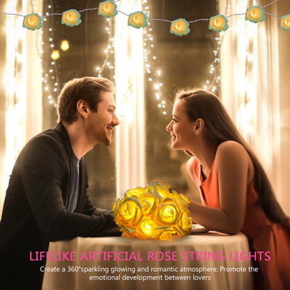 2pk Rose String Lights Set (40 LEDs Total)