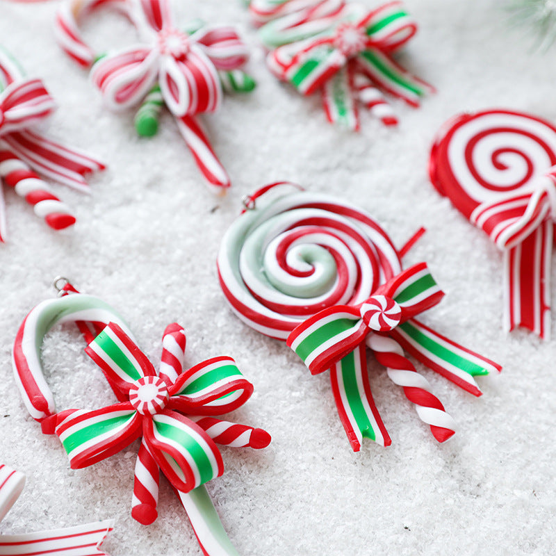 Red, White & Green Soft Ceramic Candy Ornaments Min - 2