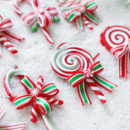 Red, White & Green Soft Ceramic Candy Ornaments Min - 2